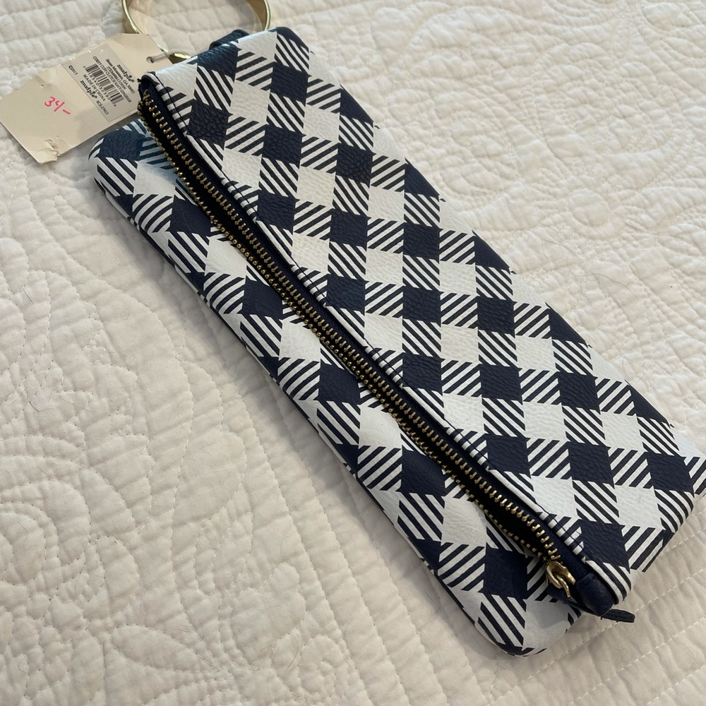 Mudpie Corey Cuff Clutch Navy Gingham